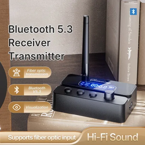 Bluetooth 5.3 Receiver Transmitter S3 HiFi Audio Wireless Adapter 15m Long Range AUX RCA USB Optical Fiber Connection