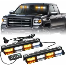 Front/Rear Windshield Interior Emergency Driving Strobe Light Safety Flashing Warning Danger Split Light Strip with Suction Cup for Construction Vehicles Truck