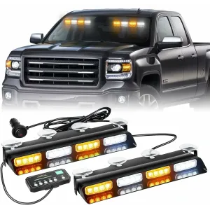 Front/Rear Windshield Interior Emergency Driving Strobe Light Safety Flashing Warning Danger Split Light Strip with Suction Cup for Construction Vehicles Truck