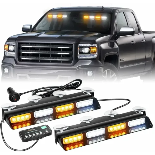 Front/Rear Windshield Interior Emergency Driving Strobe Light Safety Flashing Warning Danger Split Light Strip with Suction Cup for Construction Vehicles Truck