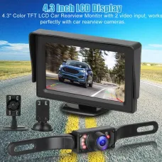 4.3inch Car Rear View License Plate Backup Camera with Monitor Screen for Vehicle Van Night Vision Reverse HD Parking System