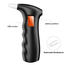 Portable Breathalyzer with 5 Mouthpieces for Alcohol Personal Alcohol Breathalyzer Tester LCD Display and Reusable Mouthpieces
