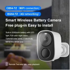 CB54-TZ 3MP Wireless Security Camera 5000mAh Battery PIR Human Detect Color Night Vision Two-way Audio Support Solar Powered Outdoor Indoor WiFi CCTV Cameras