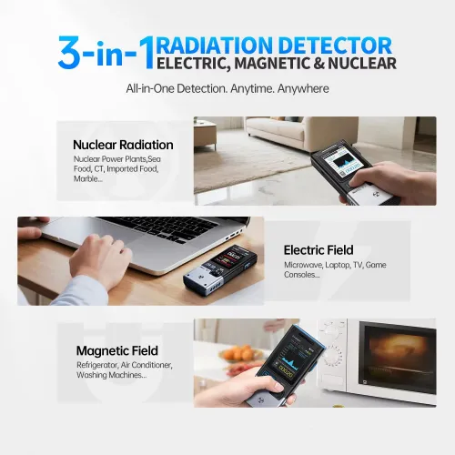FNIRSI GC-03 Electromagnetic Radiation Tester 3-in-1 Magnetic Electric Field RF Power Geiger Counter Ionizing Radiation Portable Nuclear Tester Real-Time Monitoring