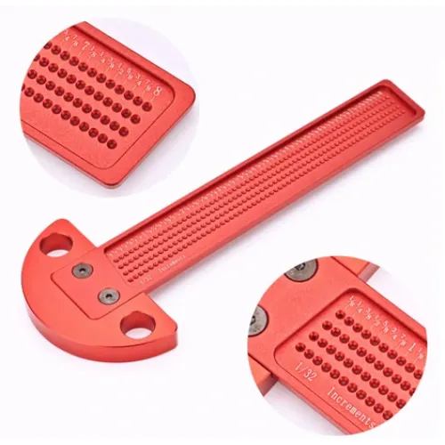 T-Square Ruler Aluminum Alloy Anodized Finish 1/32 Inch/1MM Precision Hole Spacing Ergonomic Design for Craftsman
