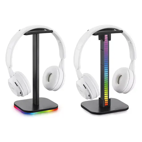 T11/T12 RGB Gaming Headphone Stand On-ear Headset Computer Desk Display Holder LED Base/USB Pickup Light Colorful Atmosphere Lamp Bracket for Gamer PC Accessories