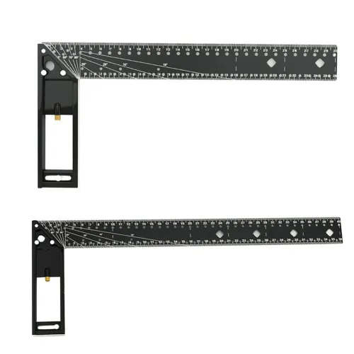 Multifunctional Right Angle Ruler High Carbon Steel 1.5mm Thickness Aluminum Handle 300mm/400mm for Woodworking and Construction