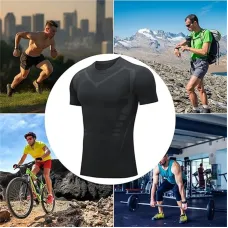 TENGOO Tight Sports Shirt Shaping Shirts Quick Drying Polyester Multifunctional Comfortable T-Shirts for Running Hiking Fashing Body Building Workout