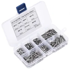230pcs M3 304 Stainless Steel Allen Hex Drive Button Head Socket Cap Bolts Screws Nuts Assortment Kit Box Nuts Allen bolts Set