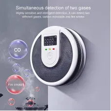 Compound Smoke and Carbon Monoxide Leakage Detector LCD Display Sound Light Alarm Troubleshooting Functions Indoor Fire Prevention Surveillance Device