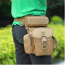 Men's Sports Tactical Waist Pack Drop Leg Bag Adjustable Strap Waterproof Oxford Fabric Crossbody Bags for Outdoor Riding Travel