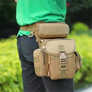 Men's Sports Tactical Waist Pack Drop Leg Bag Adjustable Strap Waterproof Oxford Fabric Crossbody Bags for Outdoor Riding Travel