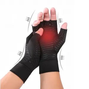 KALOA1Pairs Copperion Arthritis Compression Gloves for Adult Relieve Hand Pain Swelling Carpal Tunnel Support Half Finger Joints Therapy
