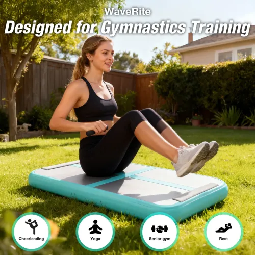WaveRite 100x60x10cm AirBlock Inflatable Gymnastics Mat Gym Block Tumbling Block Training Block Training Mat Sports Block Gym Block with Pump