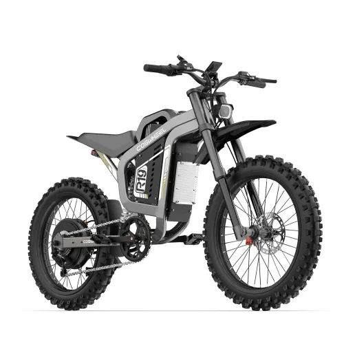 USA DIRECT COSWHEEL R19 Electric Bike 72V 40AH 3000W(Peak 6000W) Motor Recommended Top Speed 25KM/H Front Tires: 70/100-19,Rear Tires: 80/100-19 Tire 200KM Max Mileage 120KG Max Load Electric Bicycle