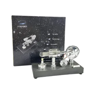NikolaToy Mirror Polished Stirling Engine with Embedded Voltmeter USB Plug Unique Creative Desktop Ornaments Science Discovery Toys