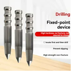 1Pcs Manual Center Punch High Hardness Steel Drill Guide Pin Non Slip Locator Tool for Precision Drilling Woodworking Metalworking Round Pointing Rod