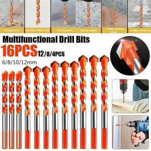 4/5/7/12/16PCS Tungsten Carbide Masonry Drill Bit Set 3-12mm for Metal Ceramic Tile Concrete Wood High Wear Resistance for Electric Drills