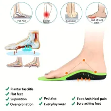 1 Pair Orthotic Foot Insoles Arch Support Damping Sport Insoles Pain Relief Plantar Fasciitis Flat Feet Men Women Insole