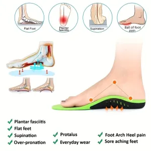 1 Pair Orthotic Foot Insoles Arch Support Damping Sport Insoles Pain Relief Plantar Fasciitis Flat Feet Men Women Insole