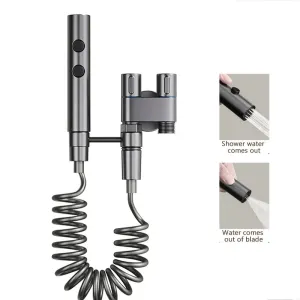 Stainless Steel Toilet Spray Gun Set with Adjustable Modes Spring-Loaded Hose and 360 Support Bathroom Bidet Sprayer for Hygiene Cleaning for Shower Diapers