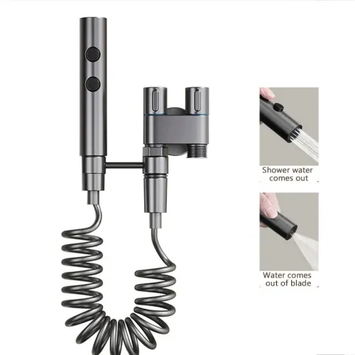 Stainless Steel Toilet Spray Gun Set with Adjustable Modes Spring-Loaded Hose and 360 Support Bathroom Bidet Sprayer for Hygiene Cleaning for Shower Diapers