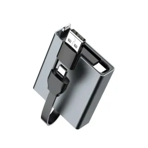 4-in-1 Telescopic USB Cable Box PD66W USB-A/USB-C to USB-C Fast Charging with iP Adapter for iPhone 17 17Pro 16 Pro Max 15 14 for Samsung for iPad Pro for ASUS Lenovo Laptops