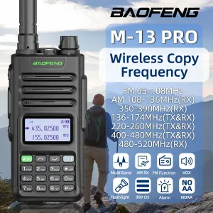 Baofeng M-13 Pro 5W/8W 999CH Walkie Talkie One Key Copy Wireless Frequency Multi Band Airband NOAA Weather Alert FM Radio Type-C Charging Long Range Outdoor Emergency Communication