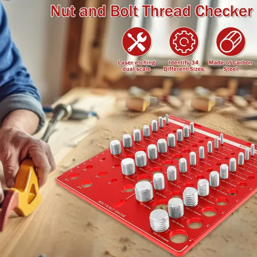 34 Nut and Bolt Thread Checker Bolt Size and Thread Identifier Gauge Standard and Metric Bolt and Nut Gauge with Inch and Centimeter Ruler for Accurate Measurement