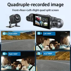 4 Channel 3-Inch IPS HD Dash Cam Night Vision Quad-Recording 1080P GPS Driving Recorder WiFi Connect Accident Recording Lock