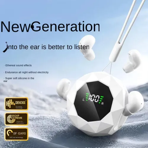 TWS Sleeping Earbuds Wireless bluetooth V6.0 Earphone Panoramic Surround Sound LED Digital Display In-ear Sports Headphone with Lanyard
