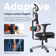 NEWTRAL NT002 Ergonomic Office Chair PRO VERSION with Footrest High Back Desk Chair with Unique Adjustable Lumbar Support Backrest Seat Depth Adjustment Tilt Function 4D Armrest Recliner Chair for Home Office