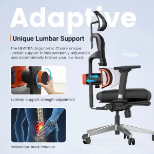 NEWTRAL NT002 Ergonomic Office Chair PRO VERSION with Footrest High Back Desk Chair with Unique Adjustable Lumbar Support Backrest Seat Depth Adjustment Tilt Function 4D Armrest Recliner Chair for Home Office