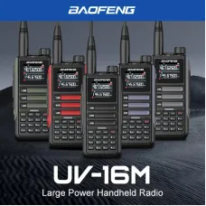 Baofeng UV16M Walkie Talkie AM FM Multi-band Long Range Powerful Two Way Radio 999 CH Wirless Copy Frequency Waterproof Transceiver NOAA Weather Walkie Talkie