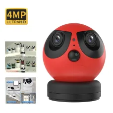 WIFI 4MP HD Cartoon Camera 180 Panoramic Dual Lens 3000mAh PIR Motion Detect Night Vision Two-Way Audio Smart Security Indoor Camera Baby Monitor