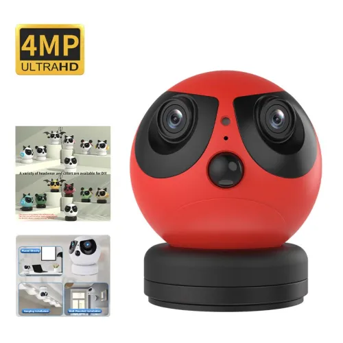 WIFI 4MP HD Cartoon Camera 180 Panoramic Dual Lens 3000mAh PIR Motion Detect Night Vision Two-Way Audio Smart Security Indoor Camera Baby Monitor