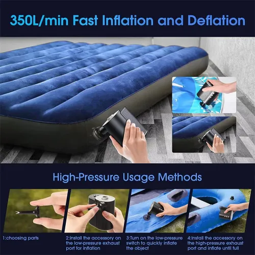 20PSHigh Pressure Air Compressor Built-in Lithium Battery Wireless Portable Electric Air Pump Power Bank Inflator Pump for Inflatable Boat Paddle Surfboard Camping Bed Swimming Pool Inflatable Ring