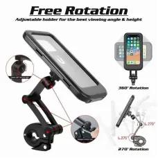 XANEUniversal Waterproof Bike Phone Bracket Navigation GPSupport 360 Adjustable Touch Screen Shockproof Bicycle Holder for 4.7-7.2 inch Phones MTB Bike Road Bike