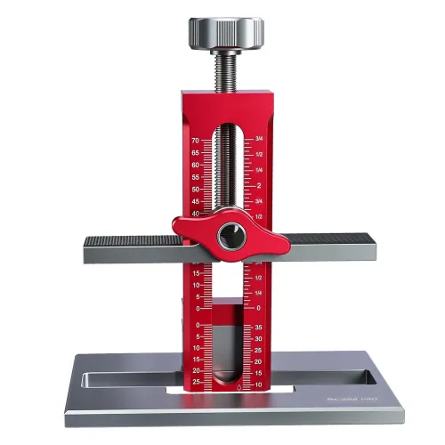 RUITOOL Upgrade Cabinet Door Mounting Jig with Detachable Seat Aluminium Alloy Metrick Imperial Scale Installation Positioner Cabinet Hardware Jig