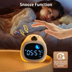 Kids Alarm Clock Sleep Trainer Clock Kids Room Cute Toddler Puppy Shape Night Light Clock Touch Night Light with 6 Types of White Noise 8 Color Night Light