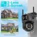 6MP HD Dual Lens Wifi IP Camera PTZ Outdoor AI Tracking Two Way Audio Night Vision Full Color Camera for Home Security P2P iCSee EU Plug