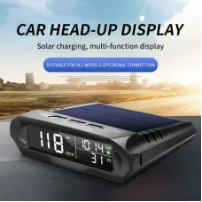 Universal Solar Power Digital GPS Car Speedometer Wireless HUD Display Mph KM/H Speedometer Time Speed Alarm Temperature Altitude