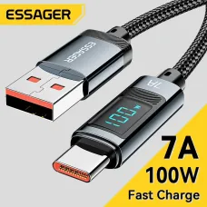 ESSAGER 7A USB-A to Type-C Cable QC Fast Charging Data Transmission Copper Core Line 1M/2M Long for iPhone 15 15 Plus for Samsung Galaxy Z Flip4  for Huawei Mate60 Pro for Xiaomi 13pro