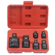 Socket Adapter Set Chrome Molybdenum Steel Impact Driver Reducer Corrosion Resistant Black Oxide Finish Ball Detent Lock Universal Wrench Tool Conversion Ratchet Drive Accessories Multiple Sizes