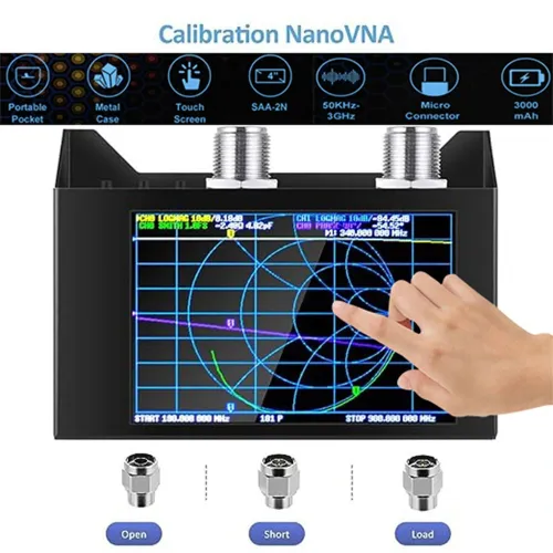 SAA-2N NanoVNA V2 Antenna Analyzer 3G Vector Network Analyzer 4.0 Inch Touching Screen Shortwave HF VHF UHF with Iron Housing