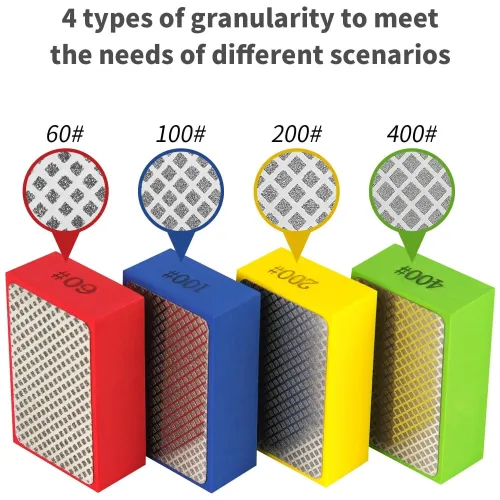 Diamond Sanding Pads 4pcs Grit 60 100 200 400 Wet and Dry Tile Glass Wood Metal Polishing Tools Grinding Blocks Round Edges Smooth Finish