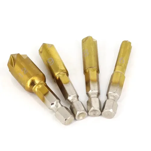 6Pcs HSS 1/4" Hex Shank Chamfer Countersink Chamfer Drill Bit 90 Degree Wood Chamfering Cutter 6mm-19mm Metal Drills