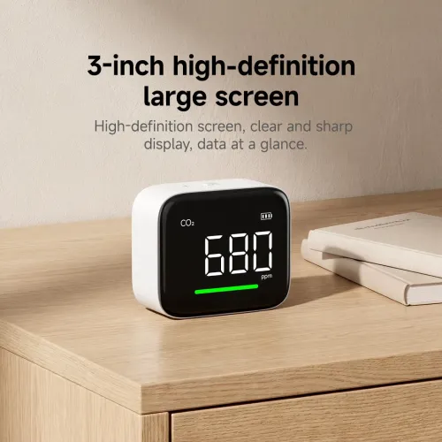Atuman CF1 Multifunctional Carbon Dioxide Tester CO2 Temperature Humidity Display Clock display 3 inch Screen High Accuracy Type-C Charging 2200mAh Battery