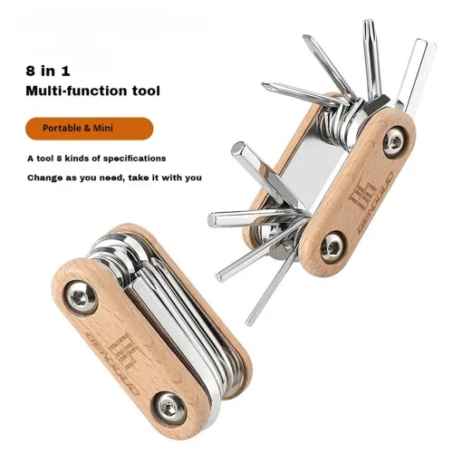 BENGGUO 8 in 1 Portable Folding Mini Bike Repair Tool Multifunctional Screwdriver Hex Wrench for Bike Tire Chain