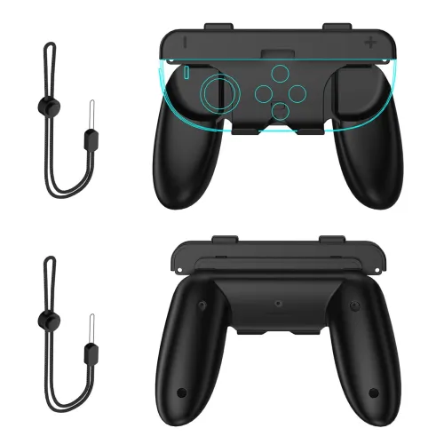 JYS JYS-NS2276 Switch2 Detachable 2-in-1 Joy-Con Grip Ergonomic Dual Hand Mode Tool-Free SL/SR Access Wrist Strap Portable Gaming Controller Grip Game Accessory